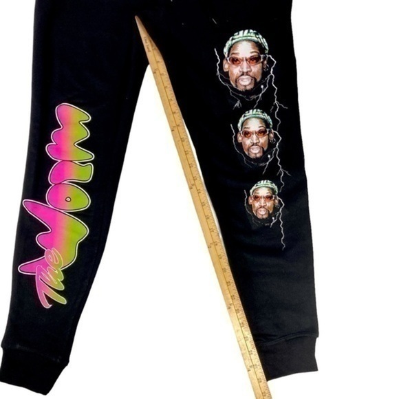 Pacsun Dennis Rodman Sweatpants Mens M Black Drawstring The Worm Track Pants New - Picture 12 of 14